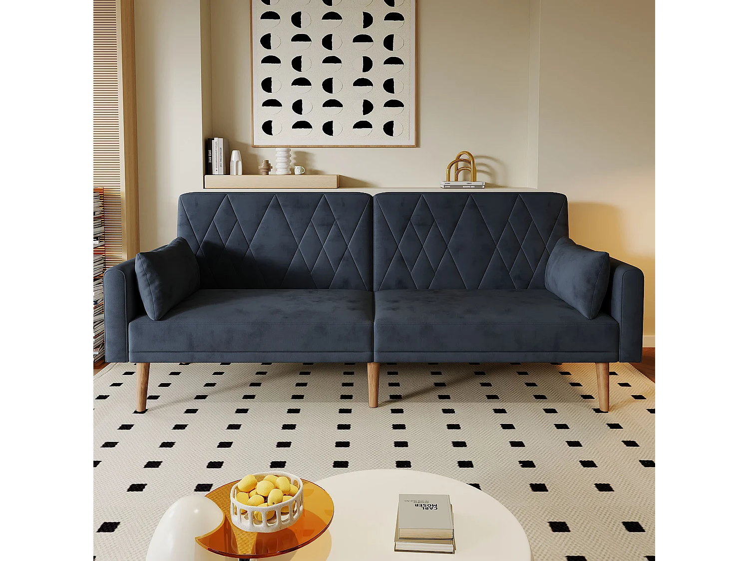 Zwarte fluwelen tweezitsbank, verstelbare rugleuning en armleuningen, modern design, voor woonkamer of slaapkamer