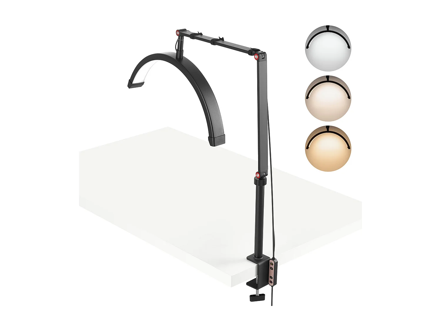 Wimperlamp, SucceBuy, Wimperlamp Halve Maan 20 W met Klem en Telefoonhouder – Gebogen LED