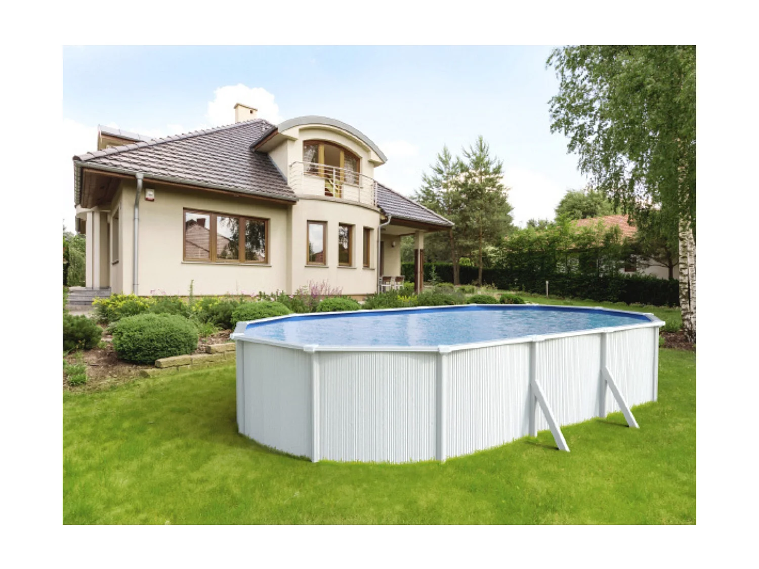 Zwembad SAPHIR 7,90 x 4,85 m – Rechthoekig – 33 m³ – Gegolfd en voorbehandeld gegalvaniseerd staal