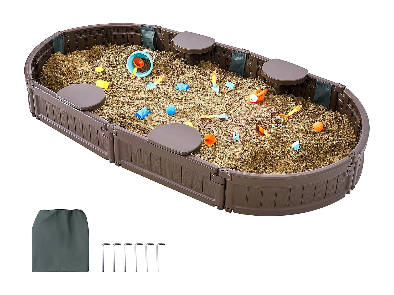 Zandbak SucceBuy, Oval HDPE, Buiten Tuin, 3-12 Jaar