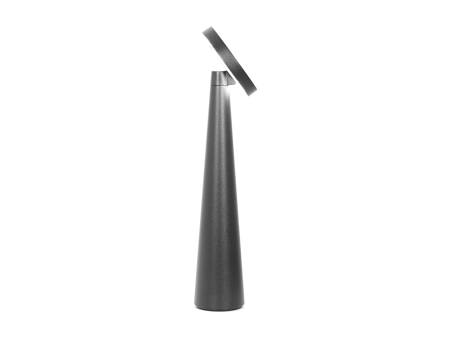 Lampe de table LED Zafferano Angelina noire, rechargeable sans fil, tête réglable, tactile, parfaite pour intérieur élégant