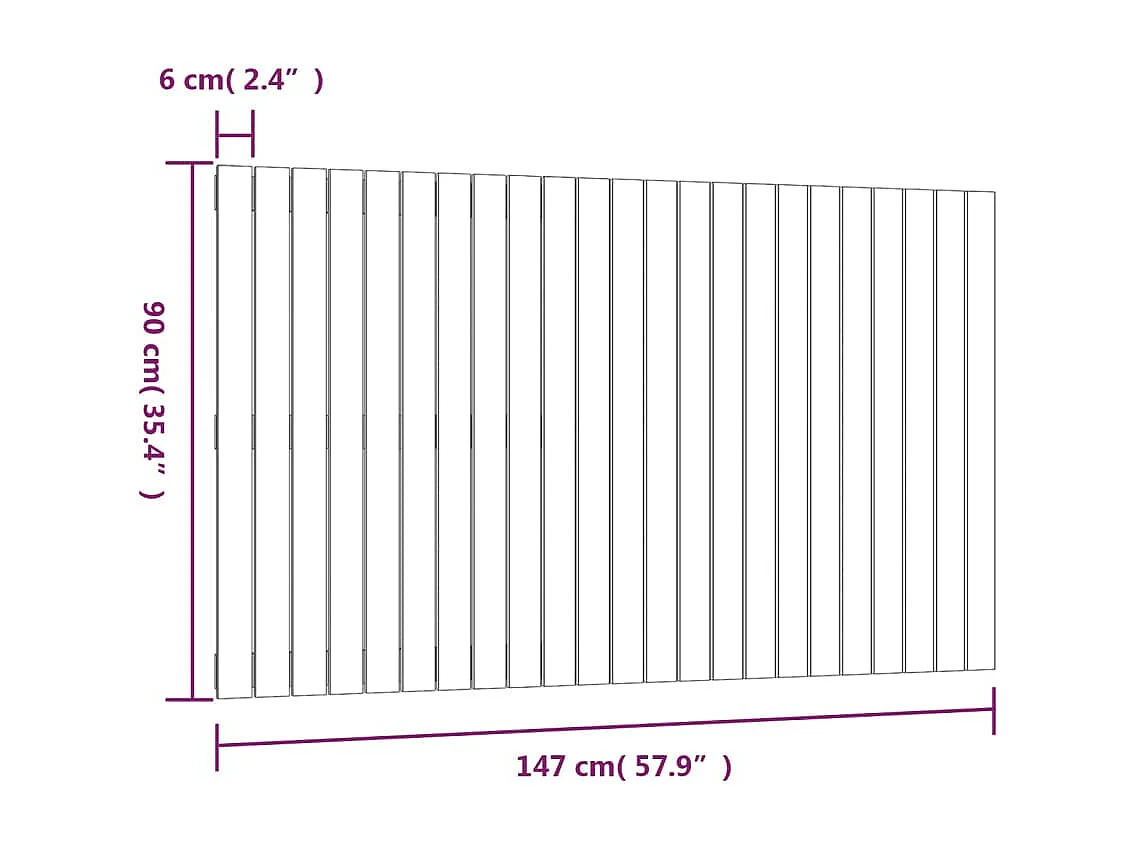 WandHoofdbord | Hoofdeinde 147x3x90 cm massief grenenhout