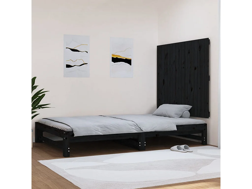 WandHoofdbord | Hoofdeinde 108x3x90 cm massief grenenhout zwart
