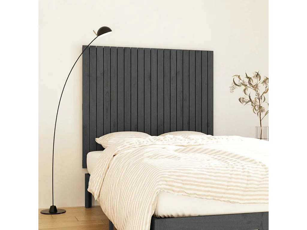 WandHoofdbord | Hoofdeinde 127,5x3x110 cm massief grenenhout grijs