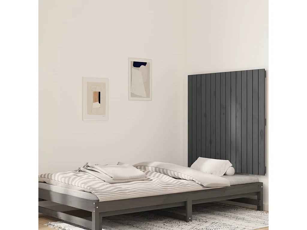 WandHoofdbord | Hoofdeinde 95,5x3x90 cm massief grenenhout grijs