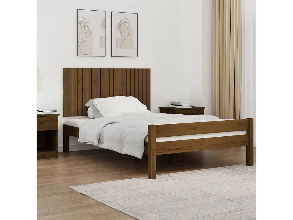 WandHoofdbord | Hoofdeinde 127,5x3x60 cm massief grenenhout honingbruin