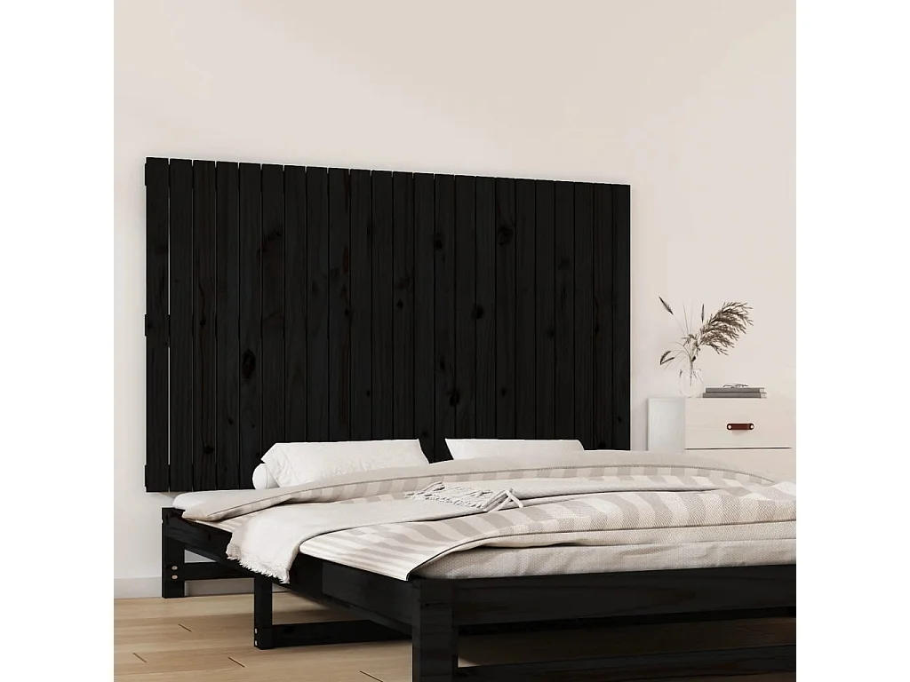 WandHoofdbord | Hoofdeinde 147x3x90 cm massief grenenhout zwart
