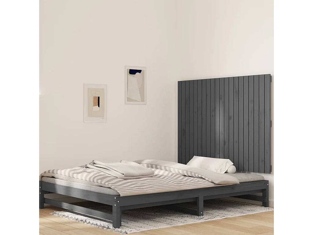 WandHoofdbord | Hoofdeinde 127,5x3x90 cm massief grenenhout grijs