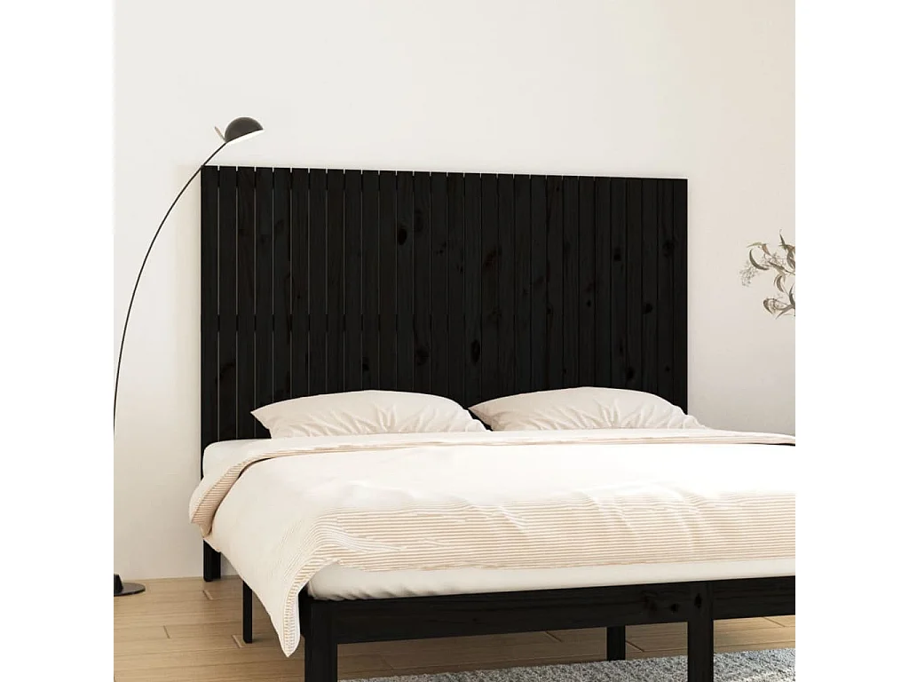WandHoofdbord | Hoofdeinde 185x3x110 cm massief grenenhout zwart
