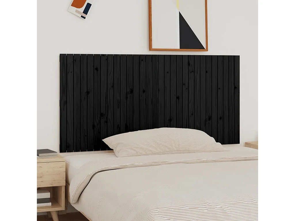 WandHoofdbord | Hoofdeinde 185x3x90 cm massief grenenhout zwart