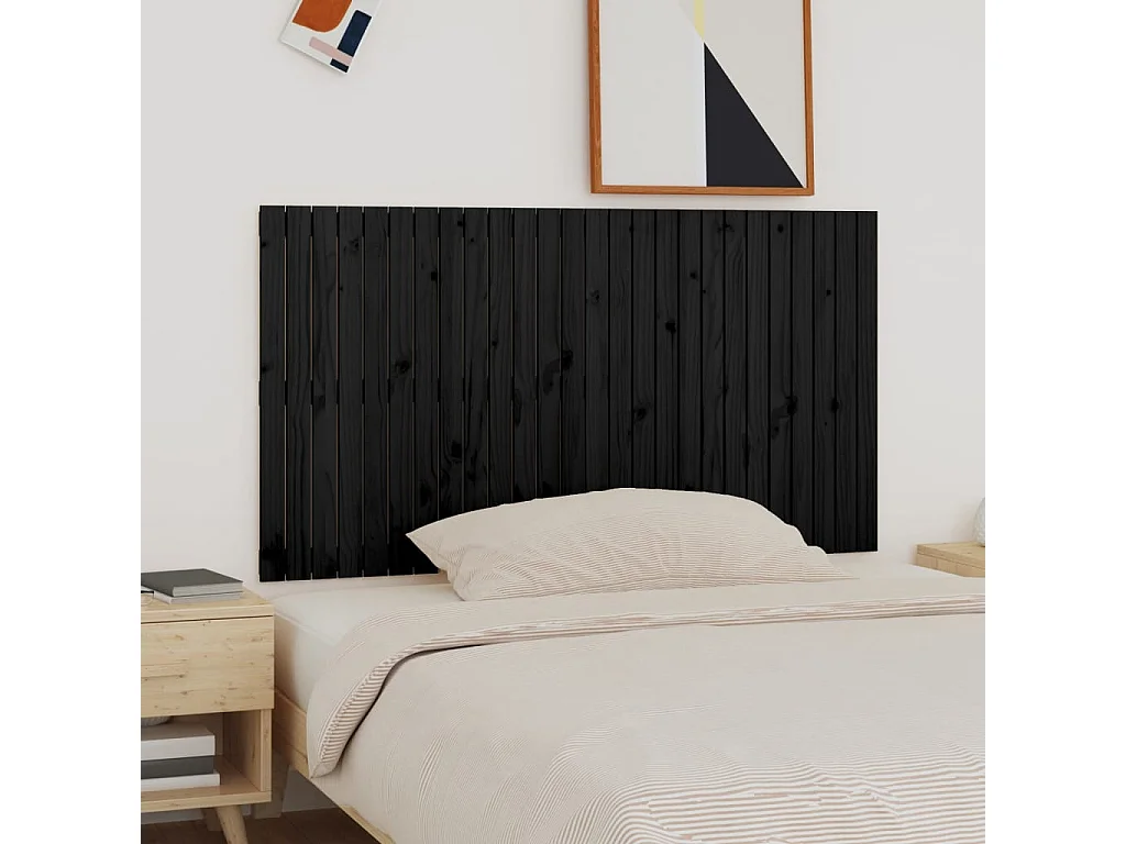 WandHoofdbord | Hoofdeinde 166x3x90 cm massief grenenhout zwart