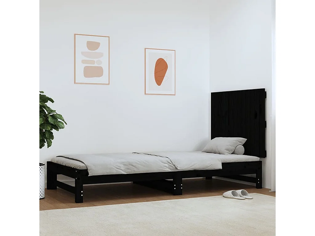 WandHoofdbord | Hoofdeinde 82,5x3x60 cm massief grenenhout zwart