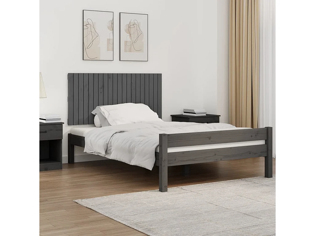 WandHoofdbord | Hoofdeinde 127,5x3x60 cm massief grenenhout grijs