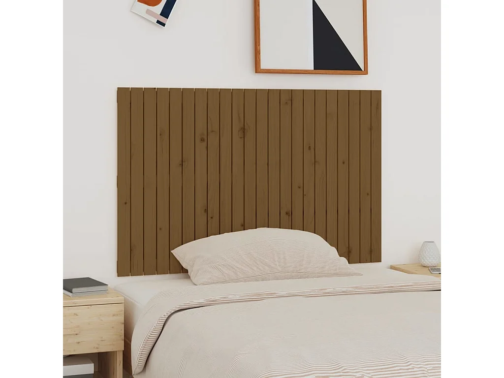 WandHoofdbord | Hoofdeinde 140x3x90 cm massief grenenhout honingbruin