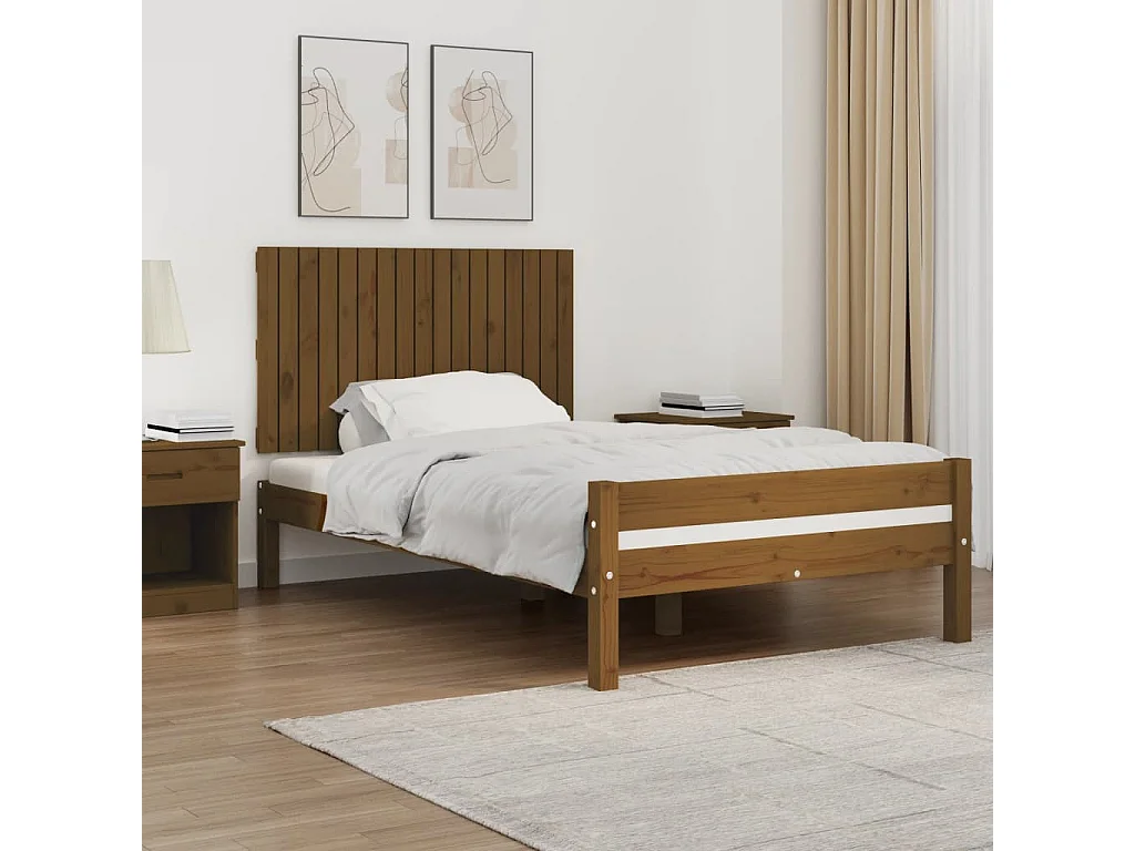 WandHoofdbord | Hoofdeinde 108x3x60 cm massief grenenhout honingbruin