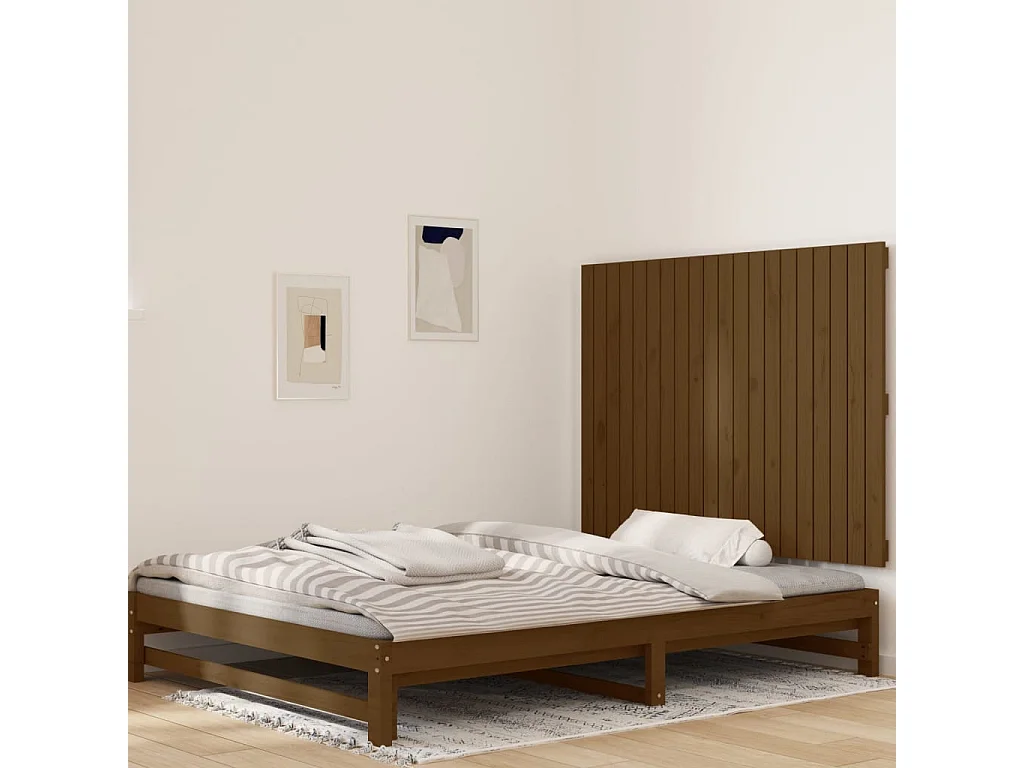 WandHoofdbord | Hoofdeinde 127,5x3x90 cm massief grenenhout honingbruin