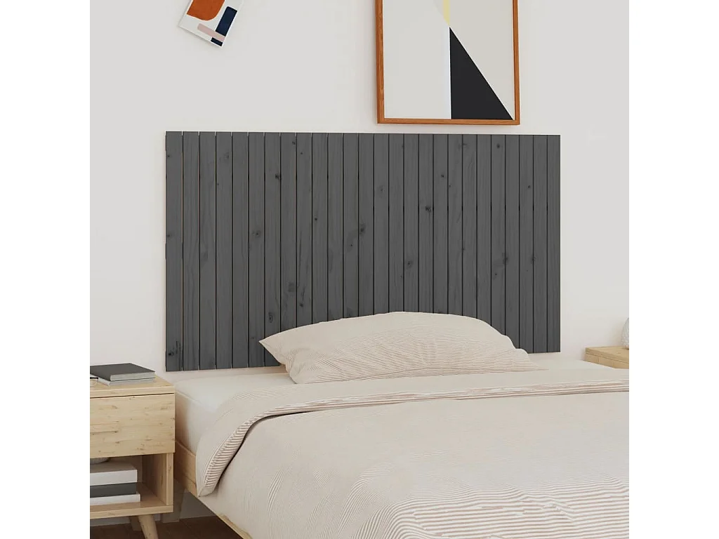 WandHoofdbord | Hoofdeinde 166x3x90 cm massief grenenhout grijs