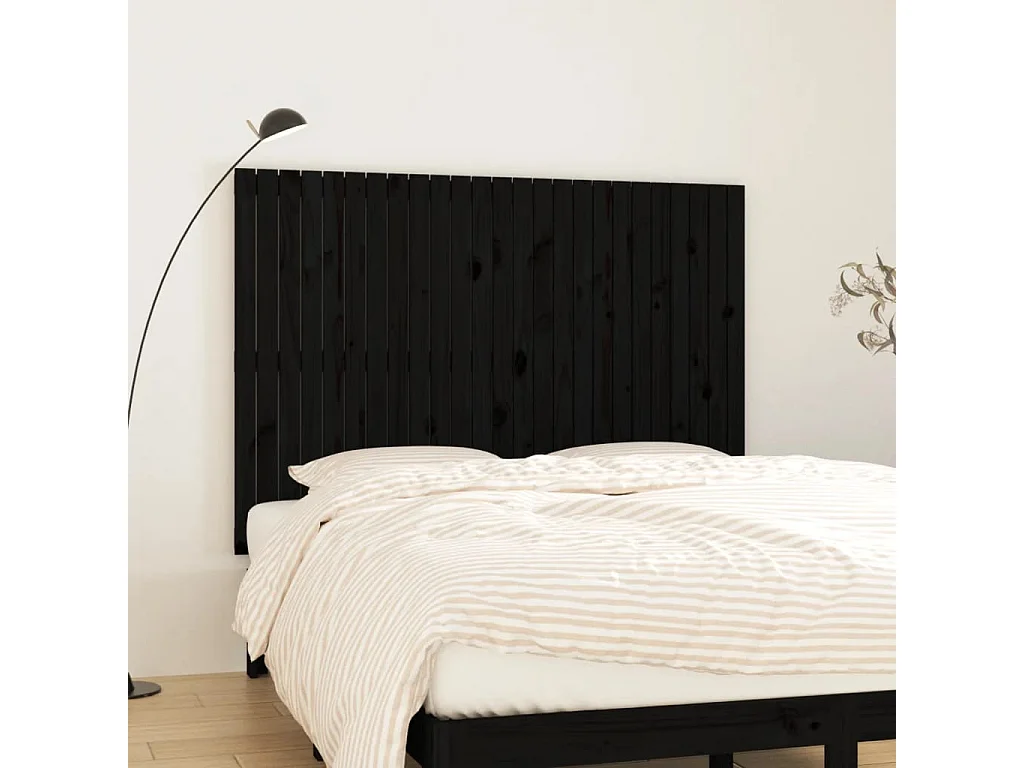 WandHoofdbord | Hoofdeinde 159,5x3x110 cm massief grenenhout zwart