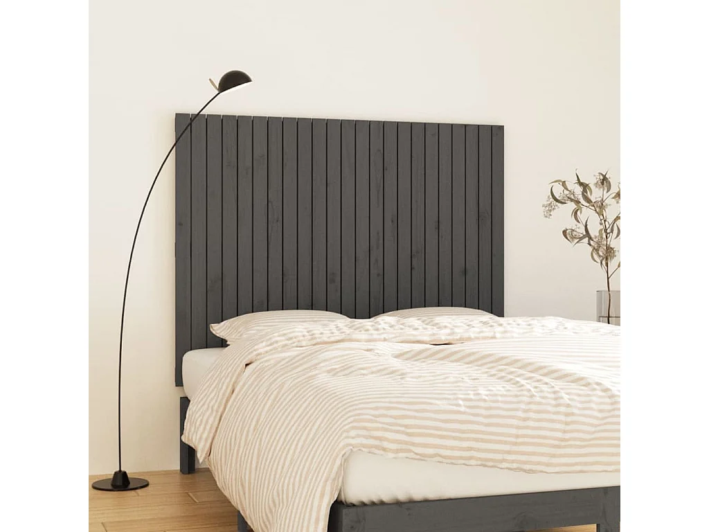 WandHoofdbord | Hoofdeinde 146,5x3x110 cm massief grenenhout grijs