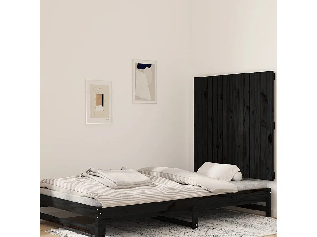 WandHoofdbord | Hoofdeinde 95,5x3x90 cm massief grenenhout zwart
