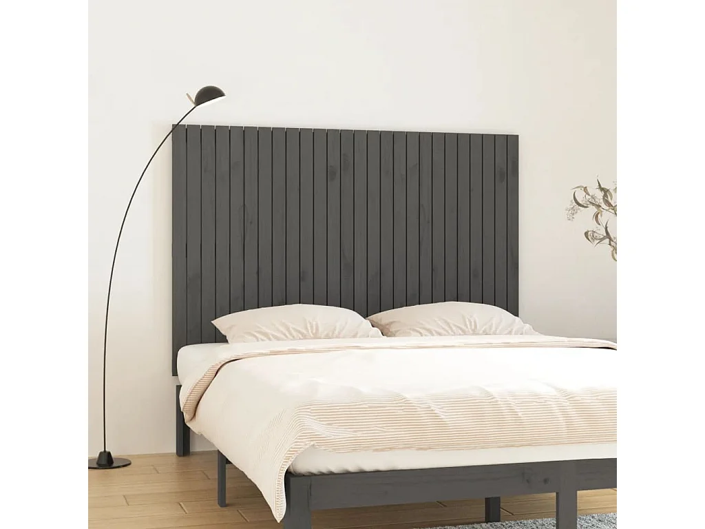 WandHoofdbord | Hoofdeinde 166x3x110 cm massief grenenhout grijs