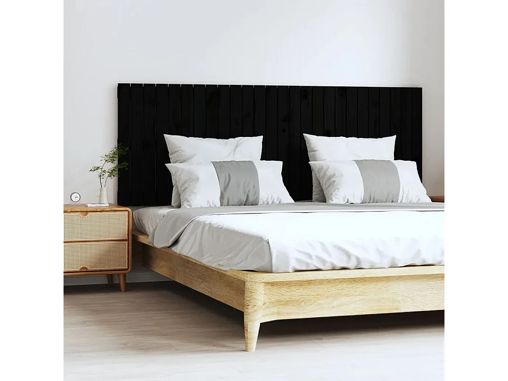 WandHoofdbord | Hoofdeinde 166x3x60 cm massief grenenhout zwart
