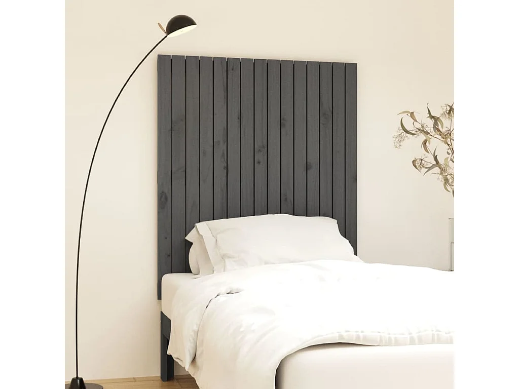 WandHoofdbord | Hoofdeinde 95,5x3x110 cm massief grenenhout grijs