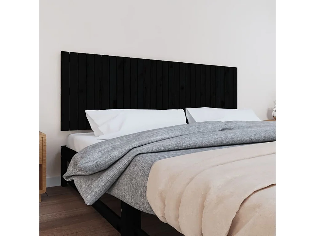 WandHoofdbord | Hoofdeinde 185x3x60 cm massief grenenhout zwart