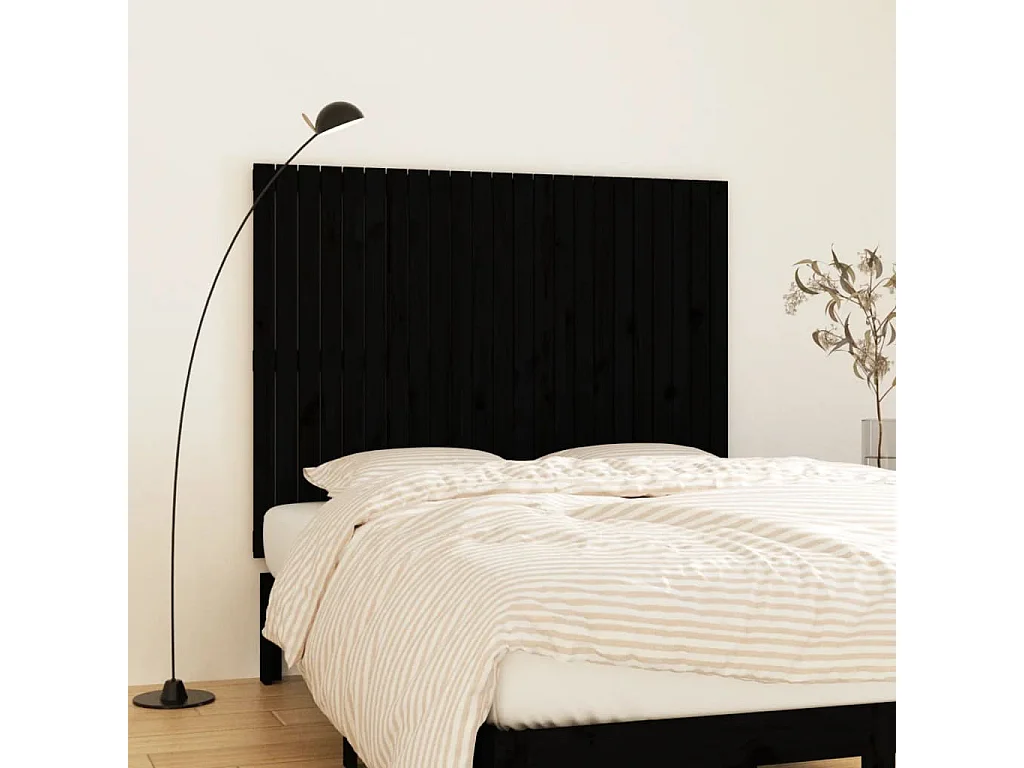 WandHoofdbord | Hoofdeinde 146,5x3x110 cm massief grenenhout zwart