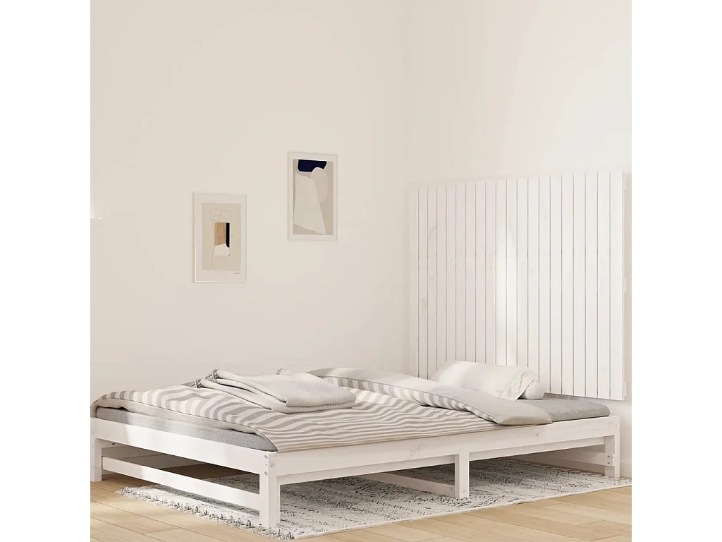 WandHoofdbord | Hoofdeinde 127,5x3x90 cm massief grenenhout wit