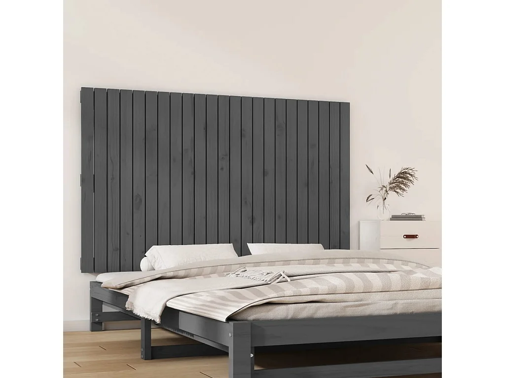 WandHoofdbord | Hoofdeinde 147x3x90 cm massief grenenhout grijs