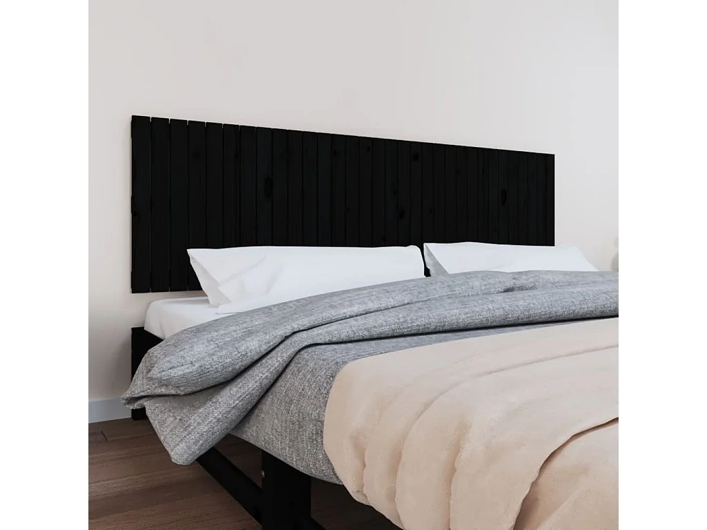 WandHoofdbord | Hoofdeinde 204x3x60 cm massief grenenhout zwart