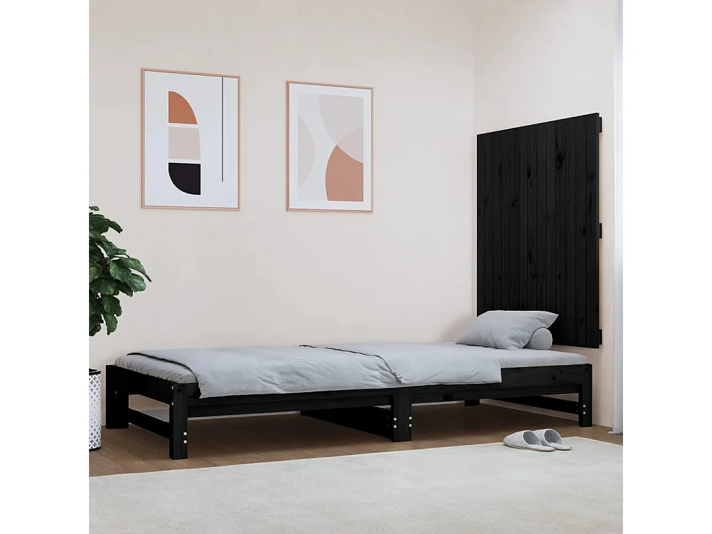 WandHoofdbord | Hoofdeinde 82,5x3x90 cm massief grenenhout zwart