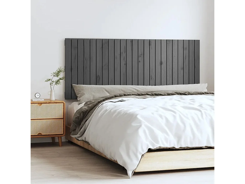 WandHoofdbord | Hoofdeinde 147x3x60 cm massief grenenhout grijs