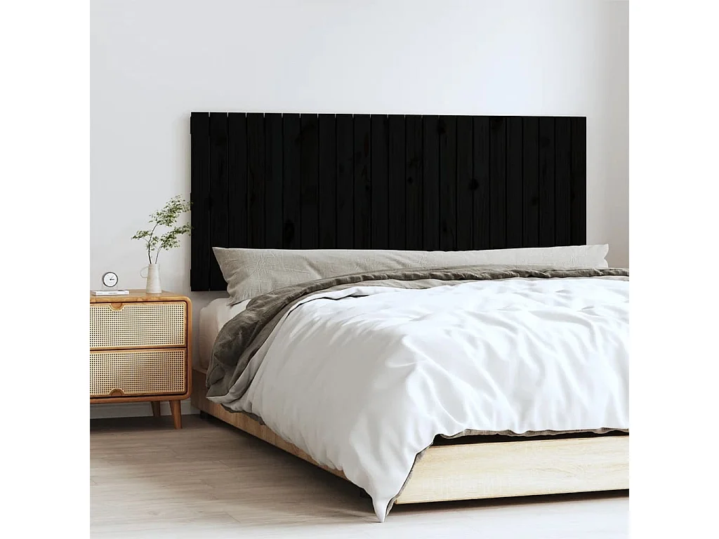 WandHoofdbord | Hoofdeinde 147x3x60 cm massief grenenhout zwart