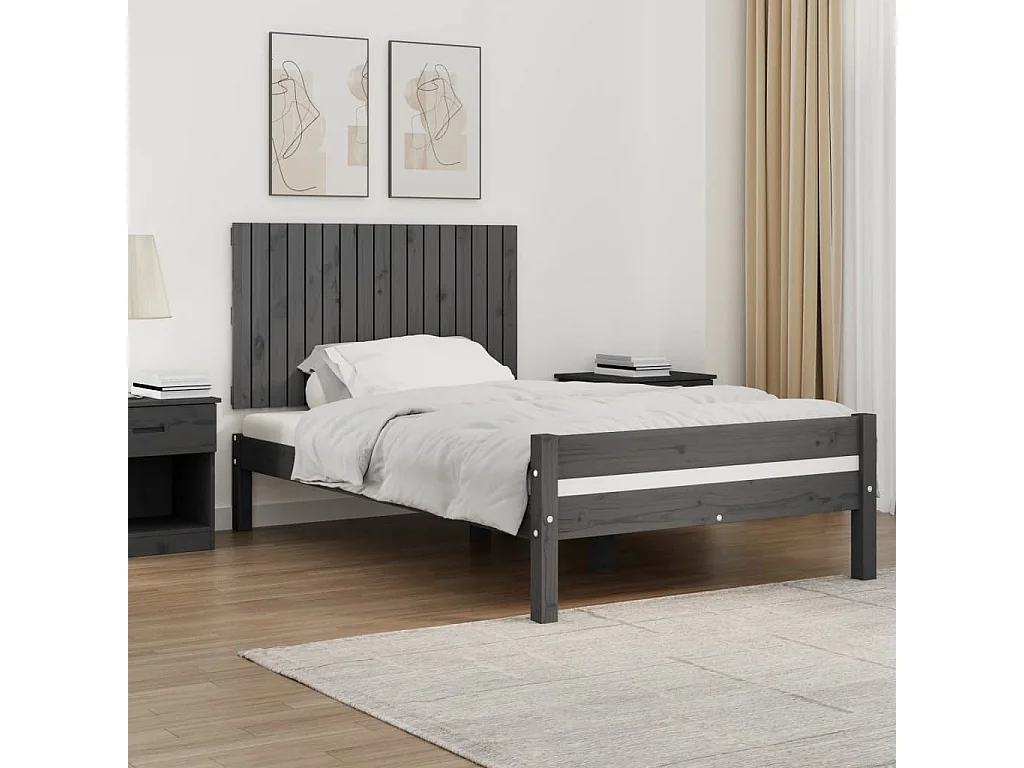 WandHoofdbord | Hoofdeinde 108x3x60 cm massief grenenhout grijs