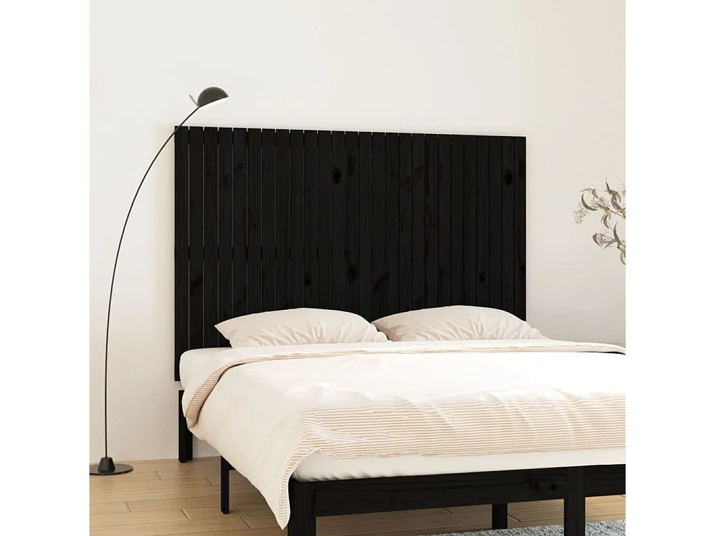 WandHoofdbord | Hoofdeinde 166x3x110 cm massief grenenhout zwart