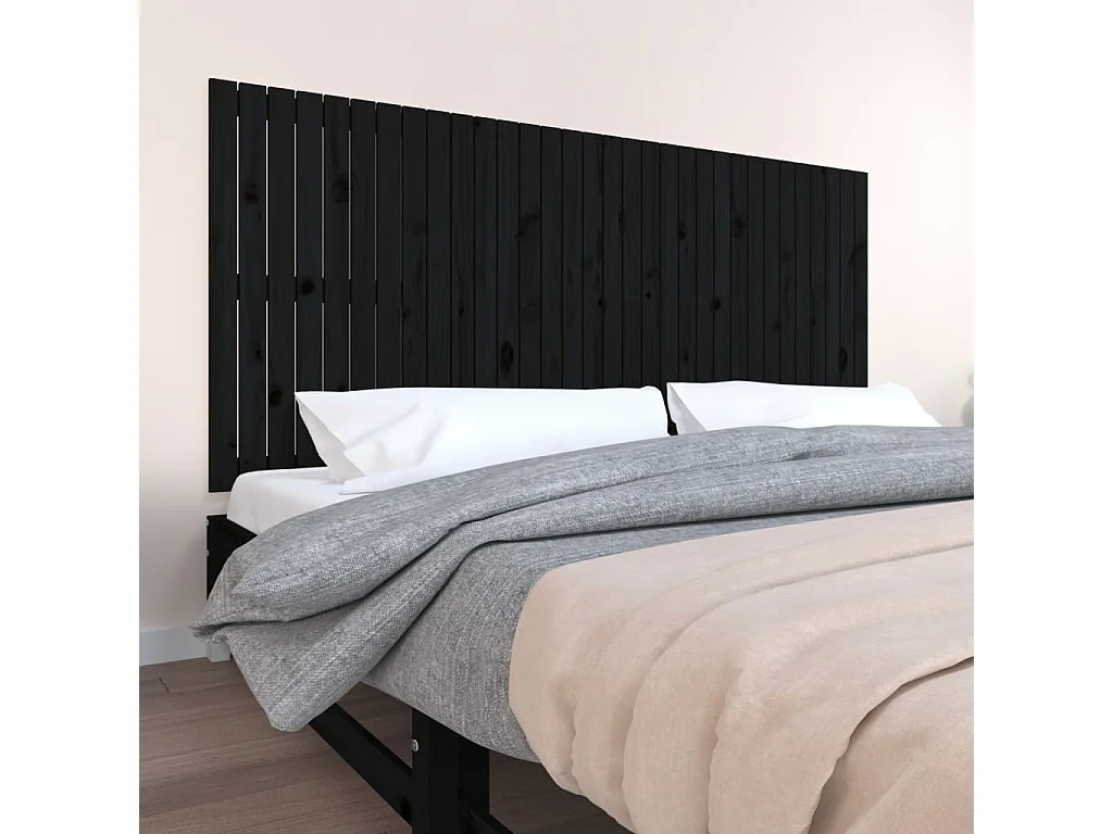 WandHoofdbord | Hoofdeinde 204x3x90 cm massief grenenhout zwart