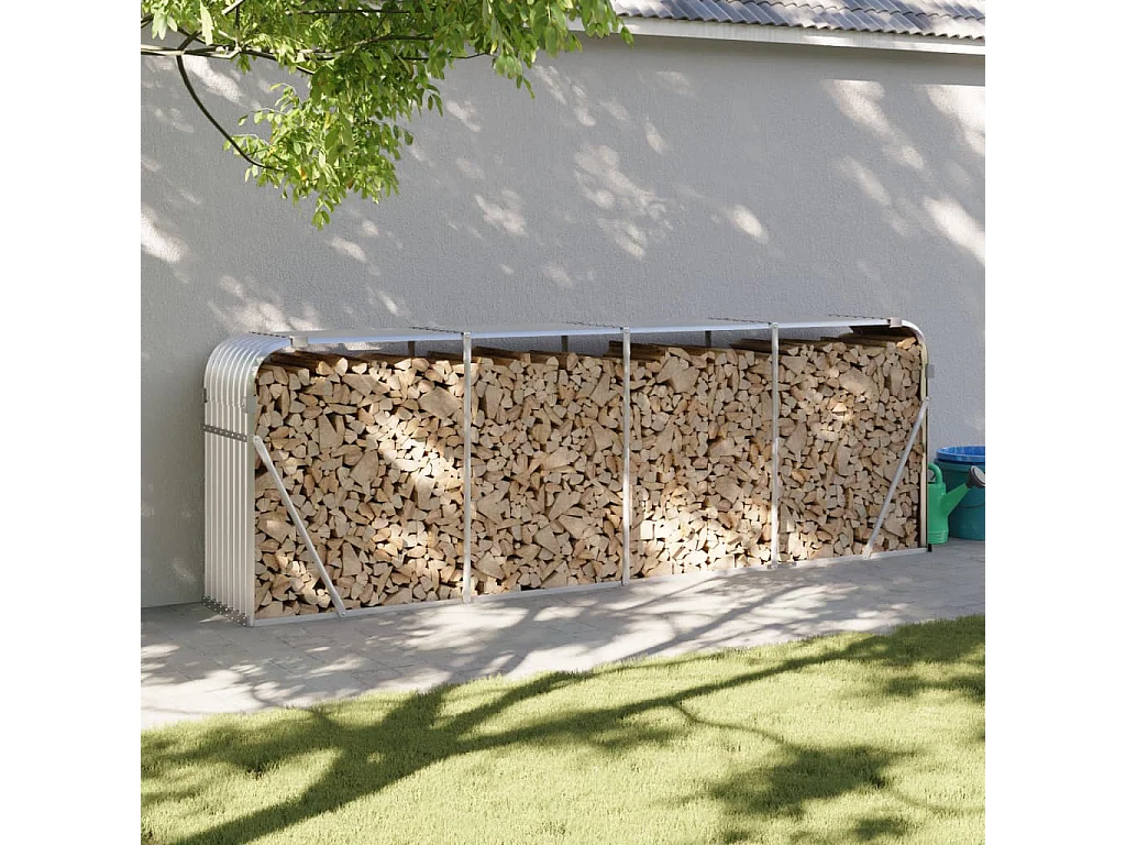 Zilveren Houtopslag 300x45x100 cm Gegalvaniseerd Staal met Bevestigingshaken