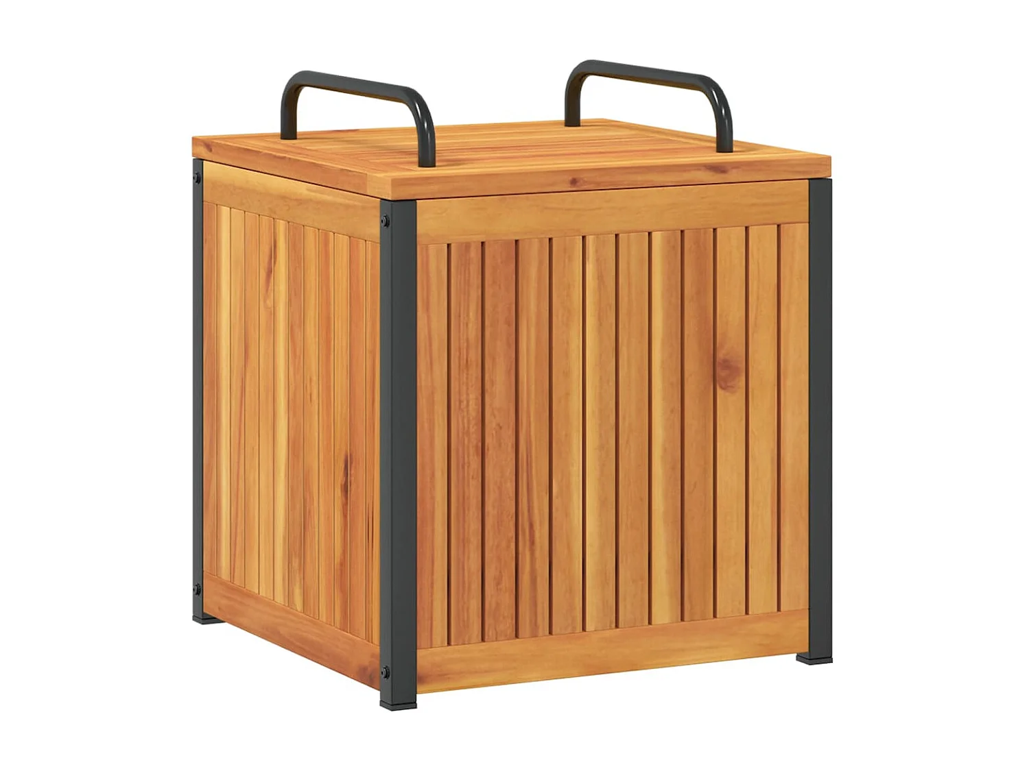 Volrik  Kussenbox 45x45x45/53 cm massief acaciahout en staal