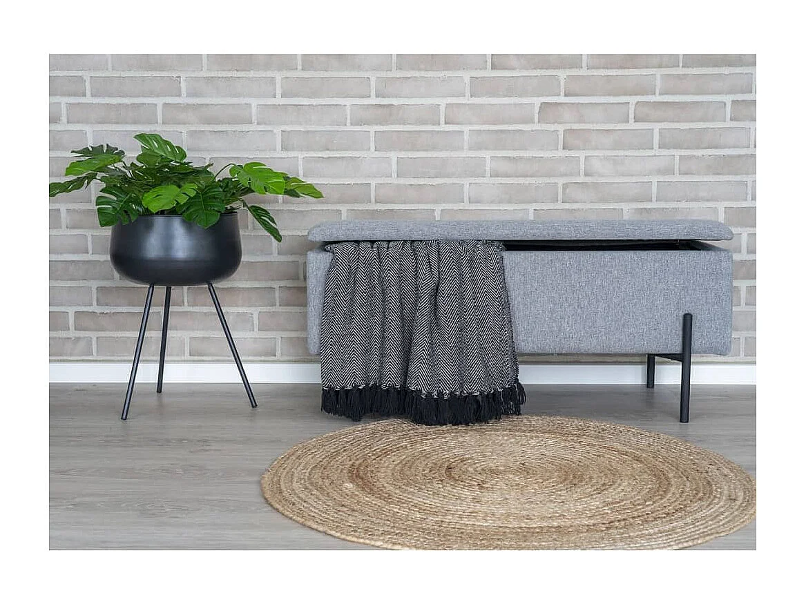 WATFORD 95 cm bank met opbergbox – stof of fluweel-Kleur Grijs