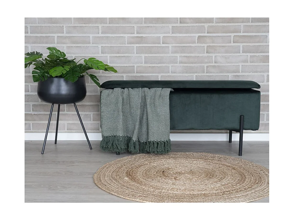 WATFORD 95 cm bank met opbergbox – stof of fluweel-Kleur Groente