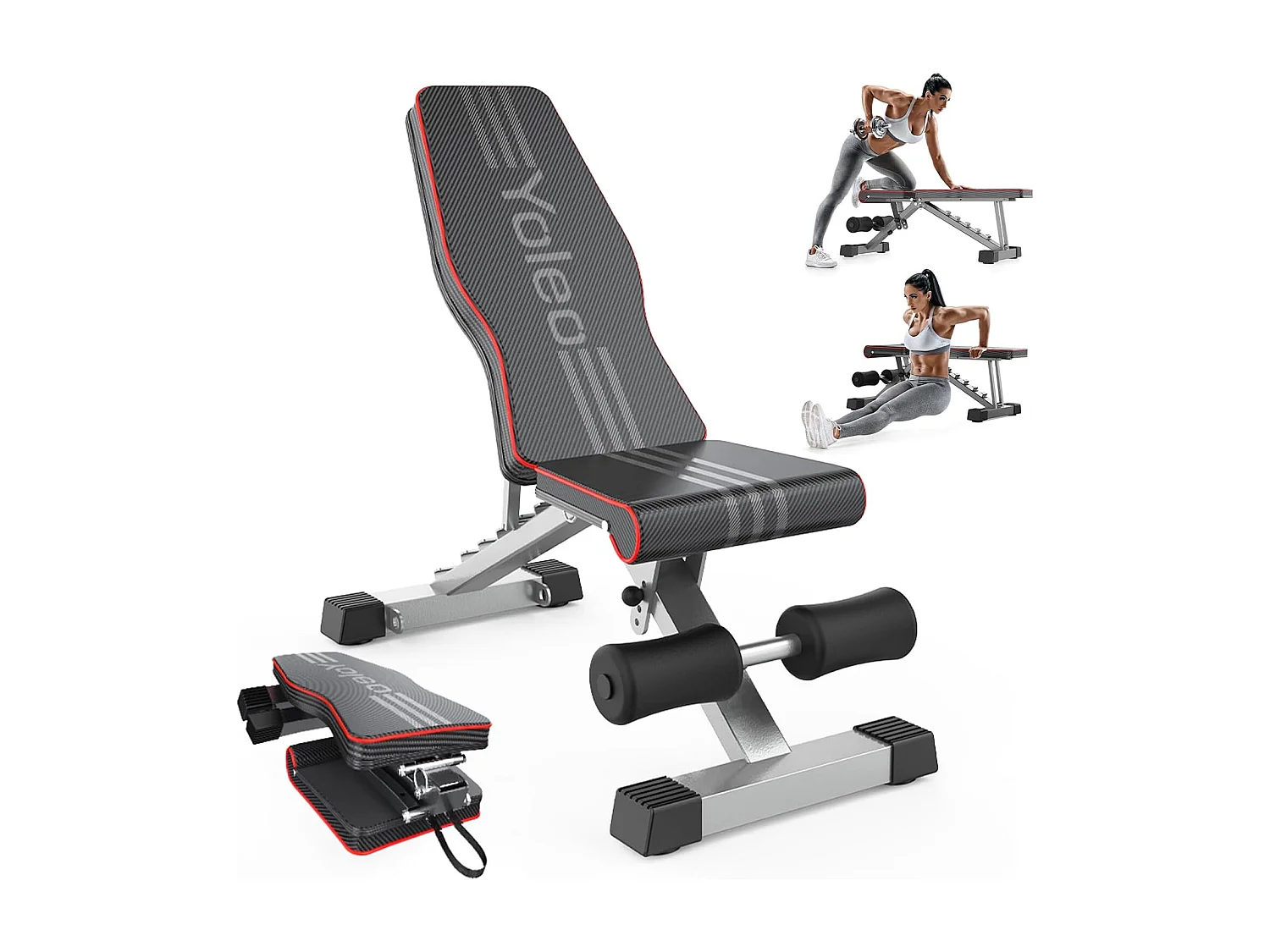 YOLEO Gewichtbank Opvouwbare Gewichtbank voor Volledige Body Workout 300kg – Voor Krachttraining Thuis met Snel Inklappen en Verstelling