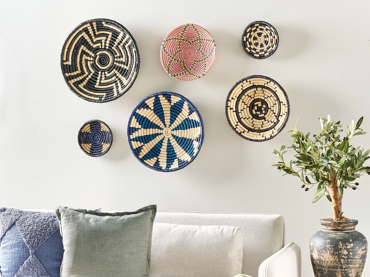 Wanddecoratie set van 6 meerkleurig HOABINH