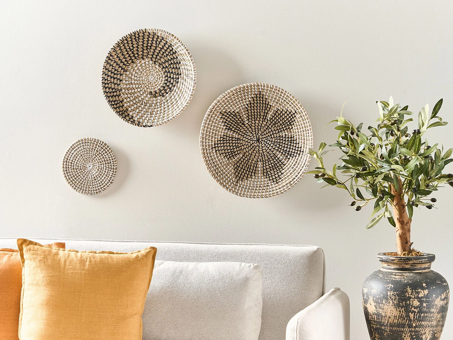 Wanddecoratie set van 3 natuurlijk CANTHO