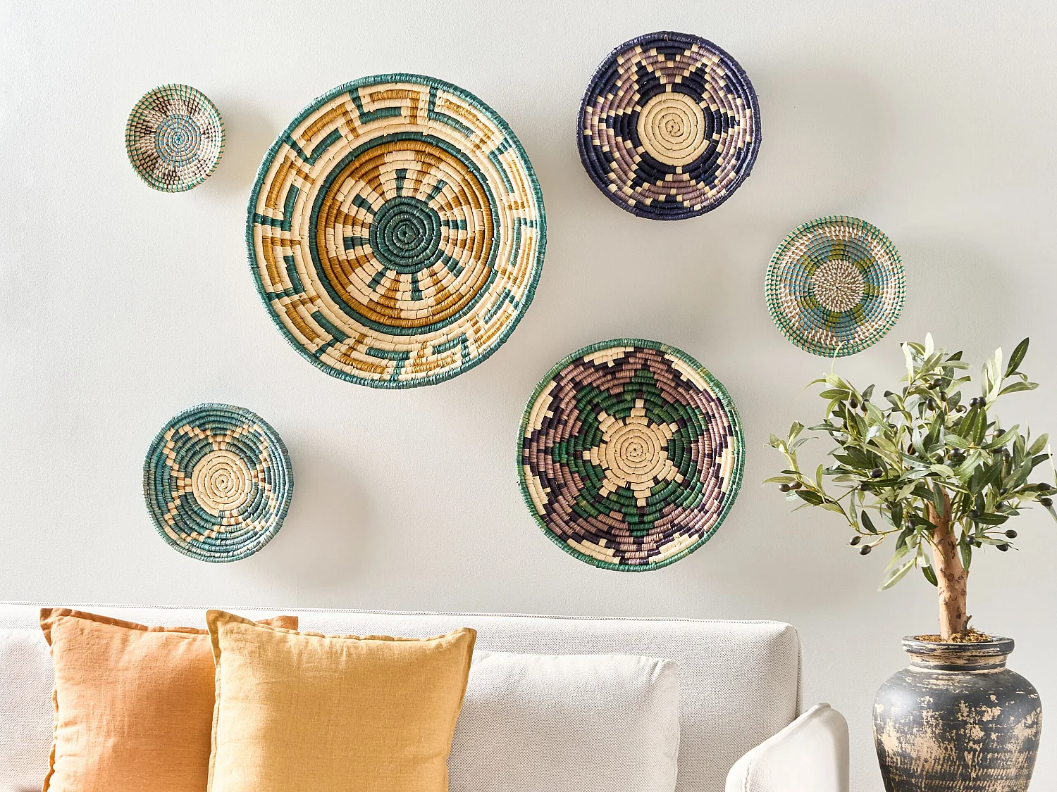 Wanddecoratie set van 6 meerkleurig NAMDINH