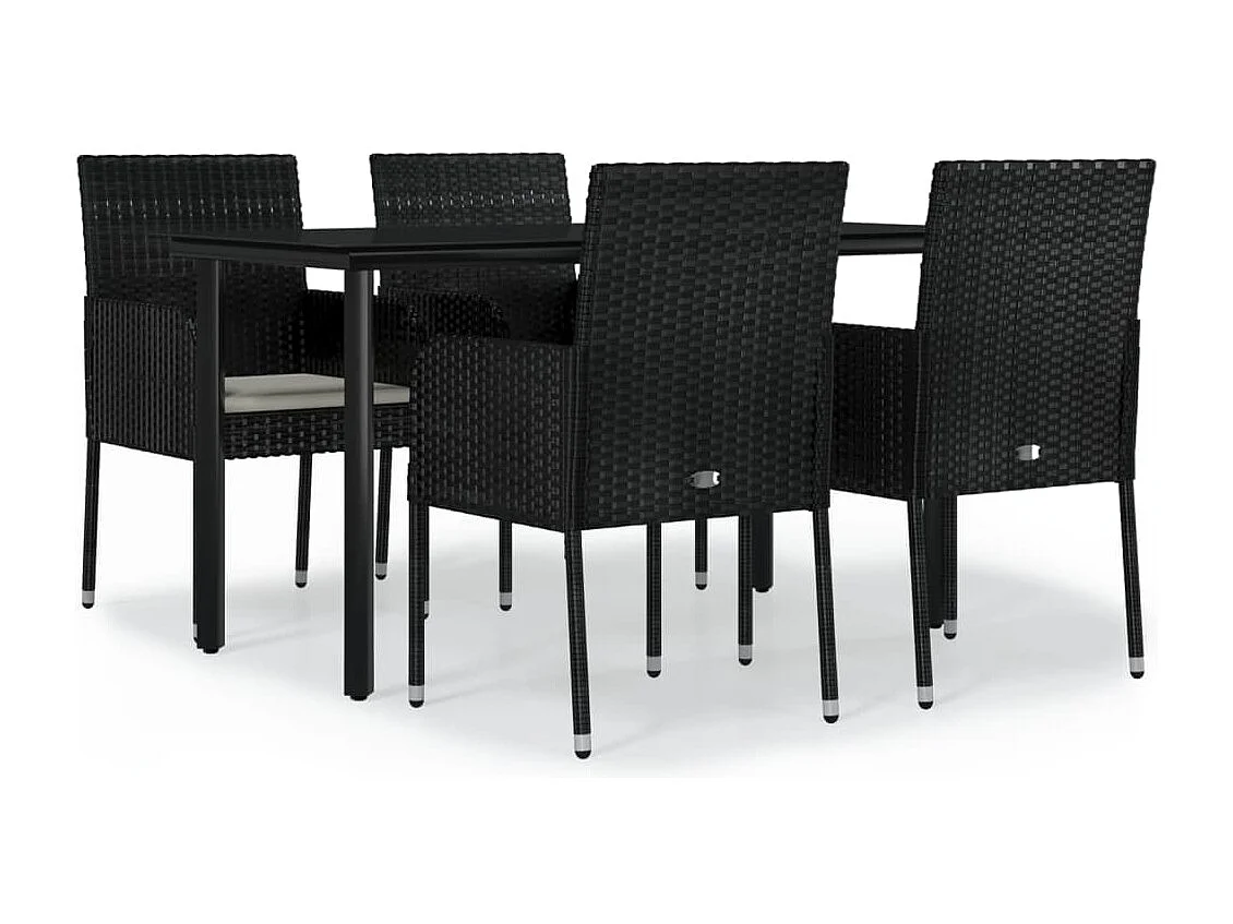 Zyldr  5-delige Tuinset met kussens poly rattan zwart