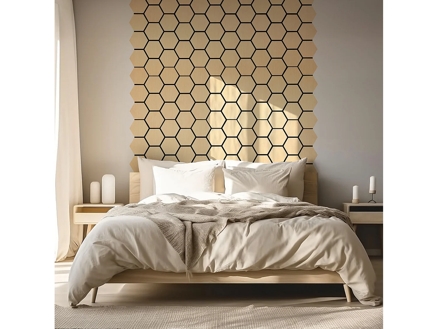 Wandpanelen 62×76 cm Natuurlijk Hexagon