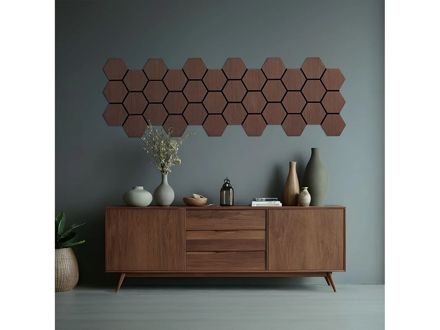Wandpanelen 62×76 cm Bruin Zeshoek