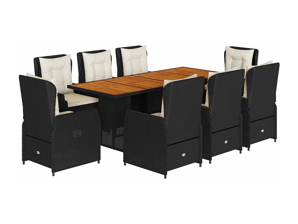 Zion  9-delige Tuinset poly rattan zwart